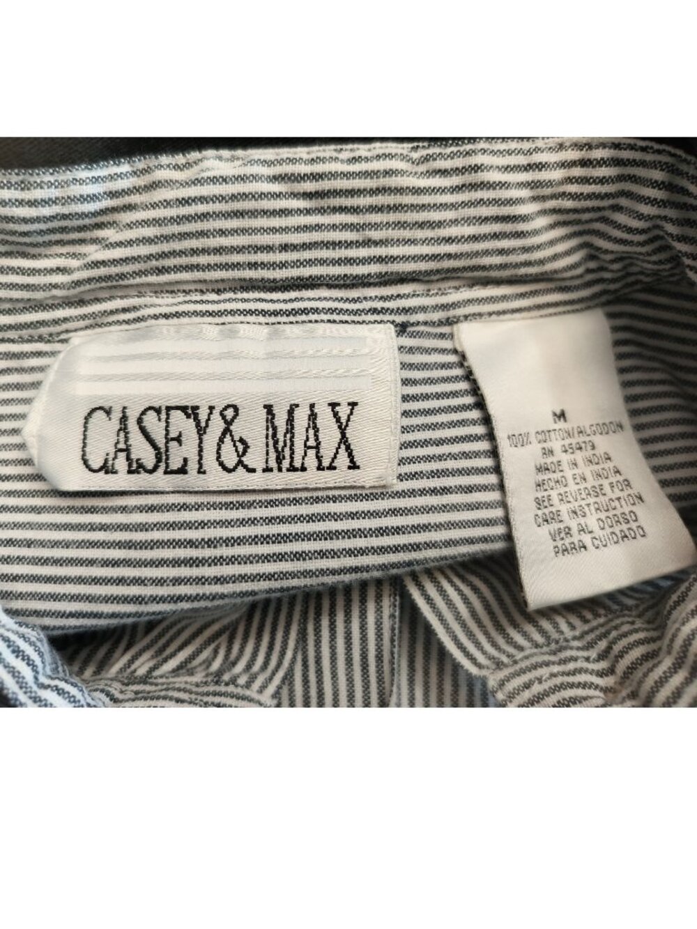 Vintage Casey & Max Striped Embroidered Shirt 2 Pieces Cottagecore Cats/Hearts M - Picture 9 of 16